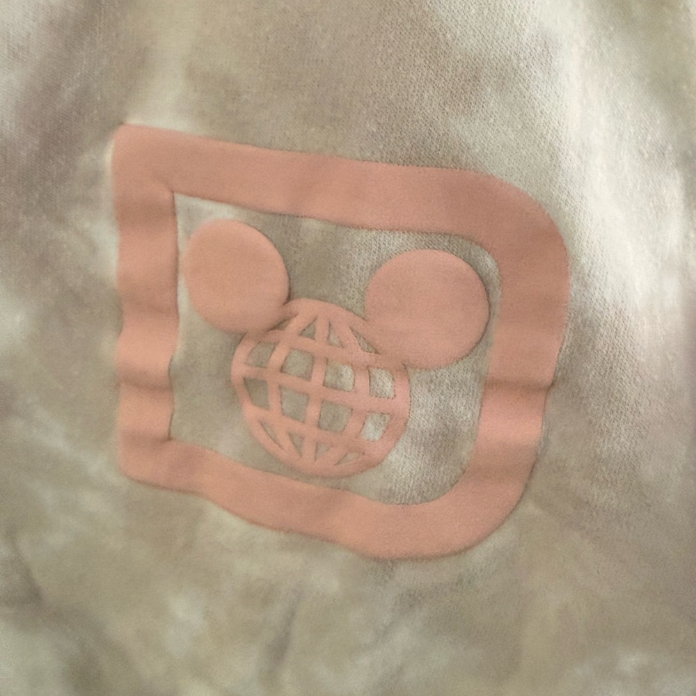 Disney Beige Tie-Dye Oversized Hoodie Pink Mickey Detail Size 3X - Picture 3 of 10